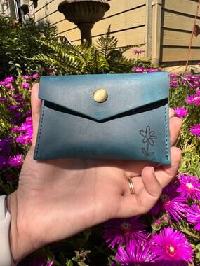 Genuine Leather Wallet OCEAN BLUE Credit Card Holder Wallet NEW FAST SHIP